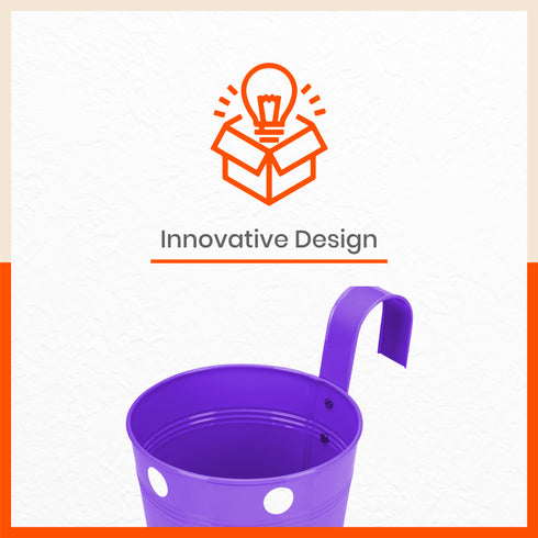 RUI Hanging Metal Pot Holders / Planters for Home / Balcony / Garden | Purple